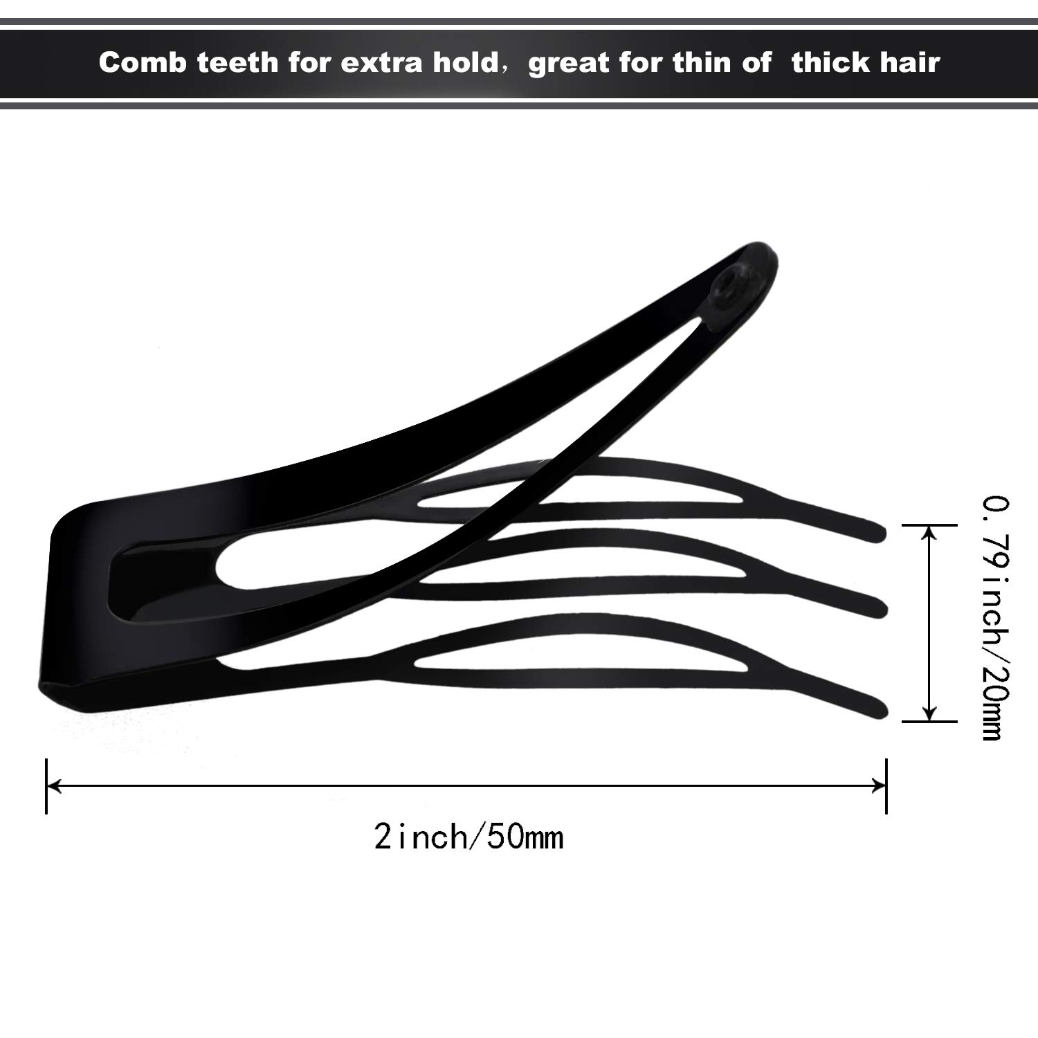 Sofeiyan 24 Pcs Double Grip Hair Clips Metal Snap Hair Clips Women Hair Barrettes for Hair Making, Salon Supplies (Black,2 Inch)