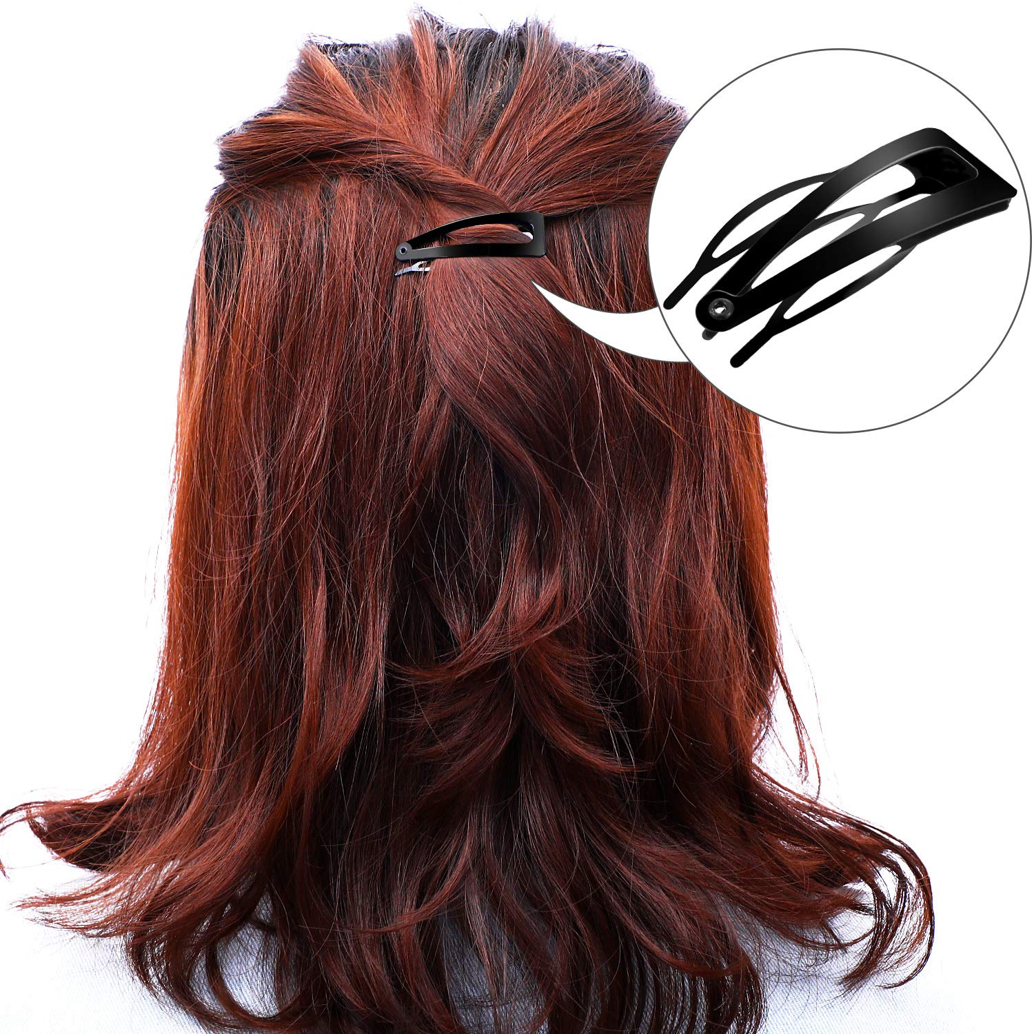 Sofeiyan 24 Pcs Double Grip Hair Clips Metal Snap Hair Clips Women Hair Barrettes for Hair Making, Salon Supplies (Black,2 Inch)