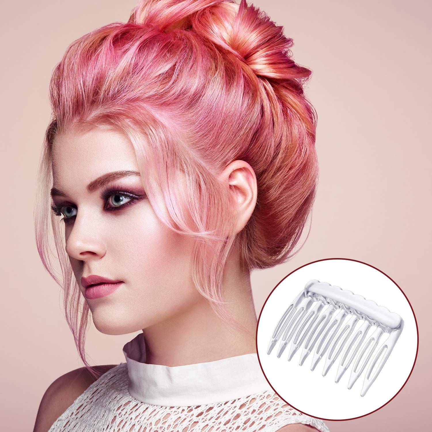 Sofeiyan 24 Pieces Small Hair Side Combs Plastic French Teeth Hair Combs for Women Hair Clip Combs Bridal Wedding Veil Comb for Fine Hair, Black and Clear
