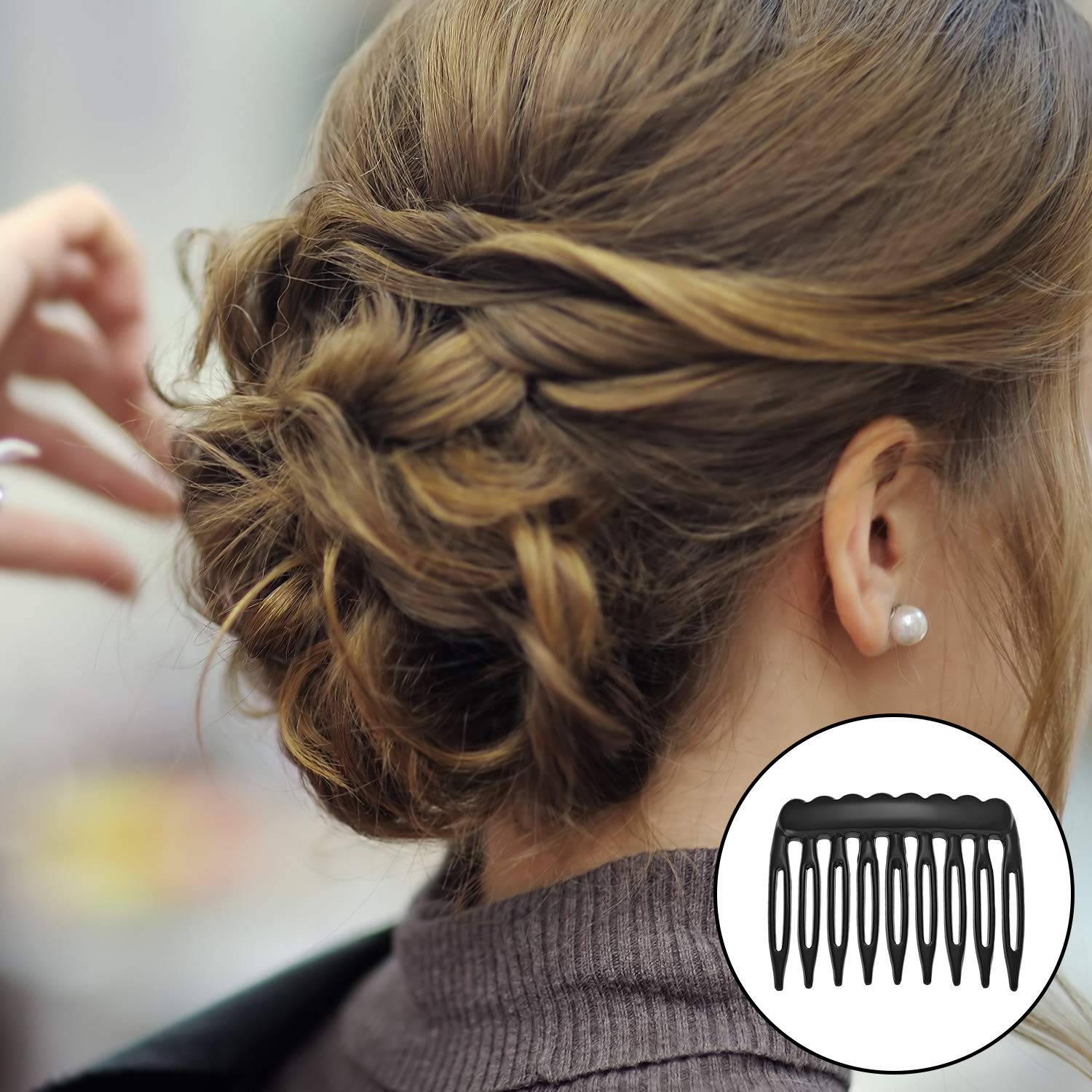 Sofeiyan 24 Pieces Small Hair Side Combs Plastic French Teeth Hair Combs for Women Hair Clip Combs Bridal Wedding Veil Comb for Fine Hair, Black and Clear