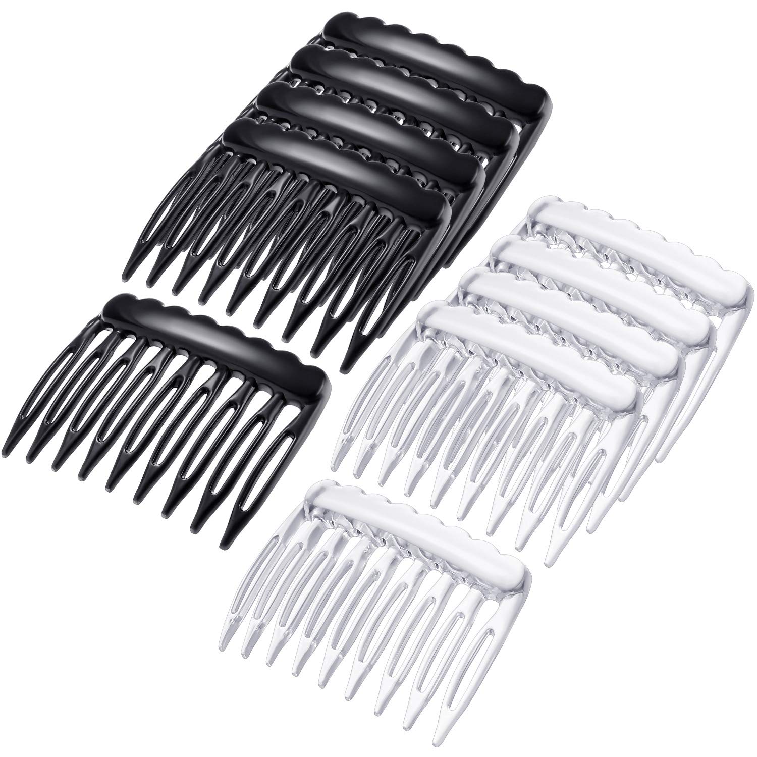 Sofeiyan 24 Pieces Small Hair Side Combs Plastic French Teeth Hair Combs for Women Hair Clip Combs Bridal Wedding Veil Comb for Fine Hair, Black and Clear