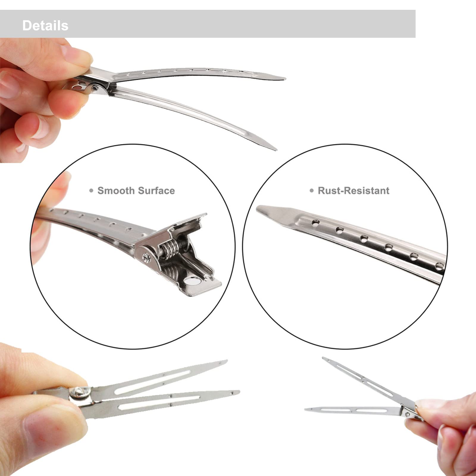 Sofeiyan 40 Pcs Metal Duck Billed Hair Clips for Styling Sectioning,Silver for Women Long Hair, Alligator Curl Clips for Hair Roller,Salon,Bows DIY with Case
