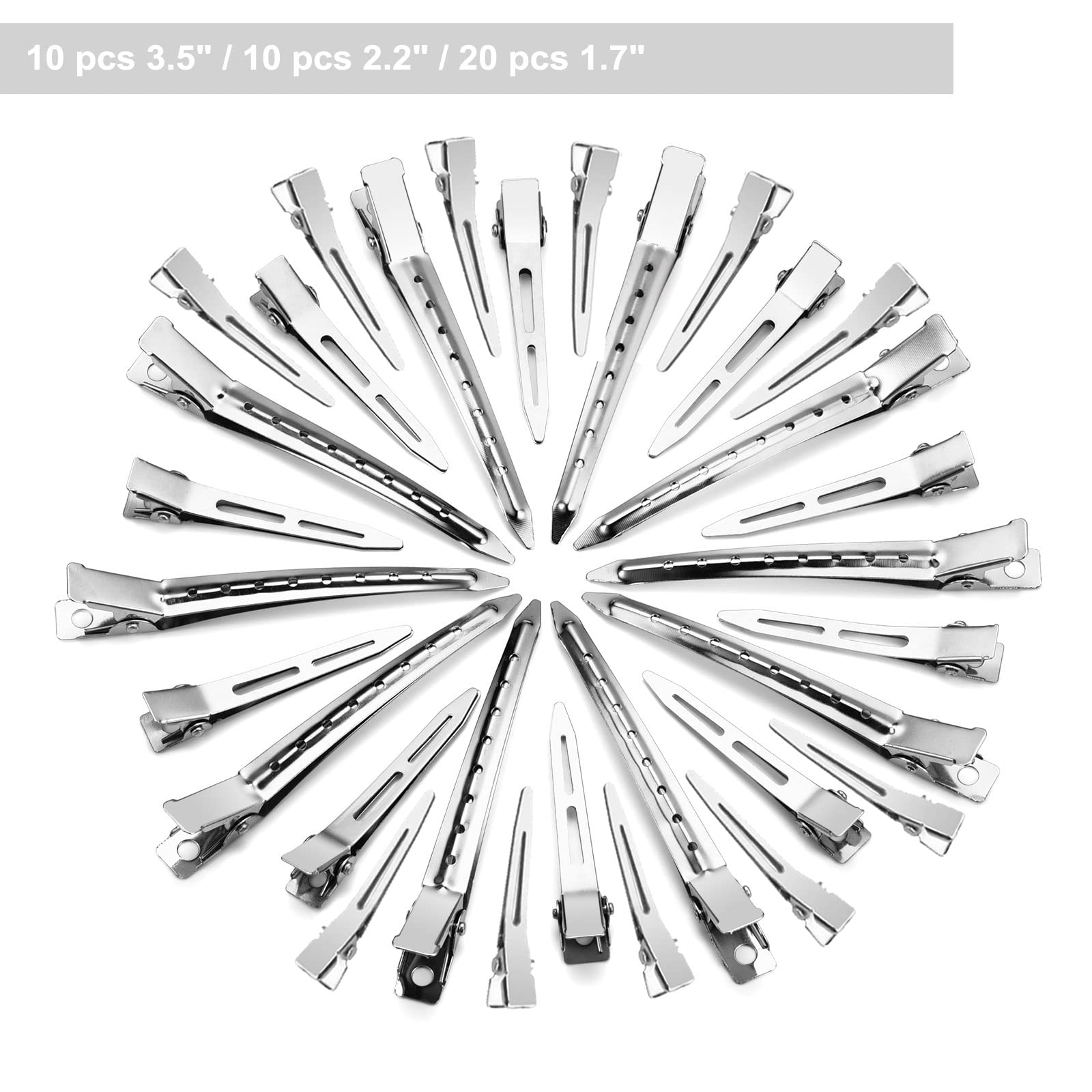 Sofeiyan 40 Pcs Metal Duck Billed Hair Clips for Styling Sectioning,Silver for Women Long Hair, Alligator Curl Clips for Hair Roller,Salon,Bows DIY with Case