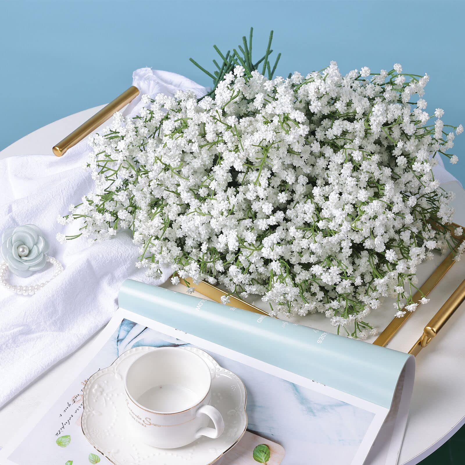 Sofeiyan Babys Breath Artificial Flowers,30 Pcs Gypsophila Real Touch Flowers for Wedding Party Home Garden Decoration
