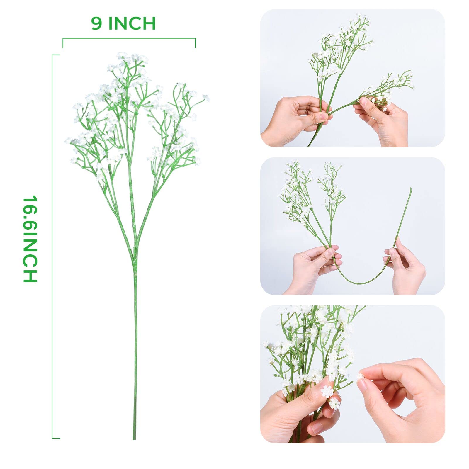 Sofeiyan Babys Breath Artificial Flowers,30 Pcs Gypsophila Real Touch Flowers for Wedding Party Home Garden Decoration