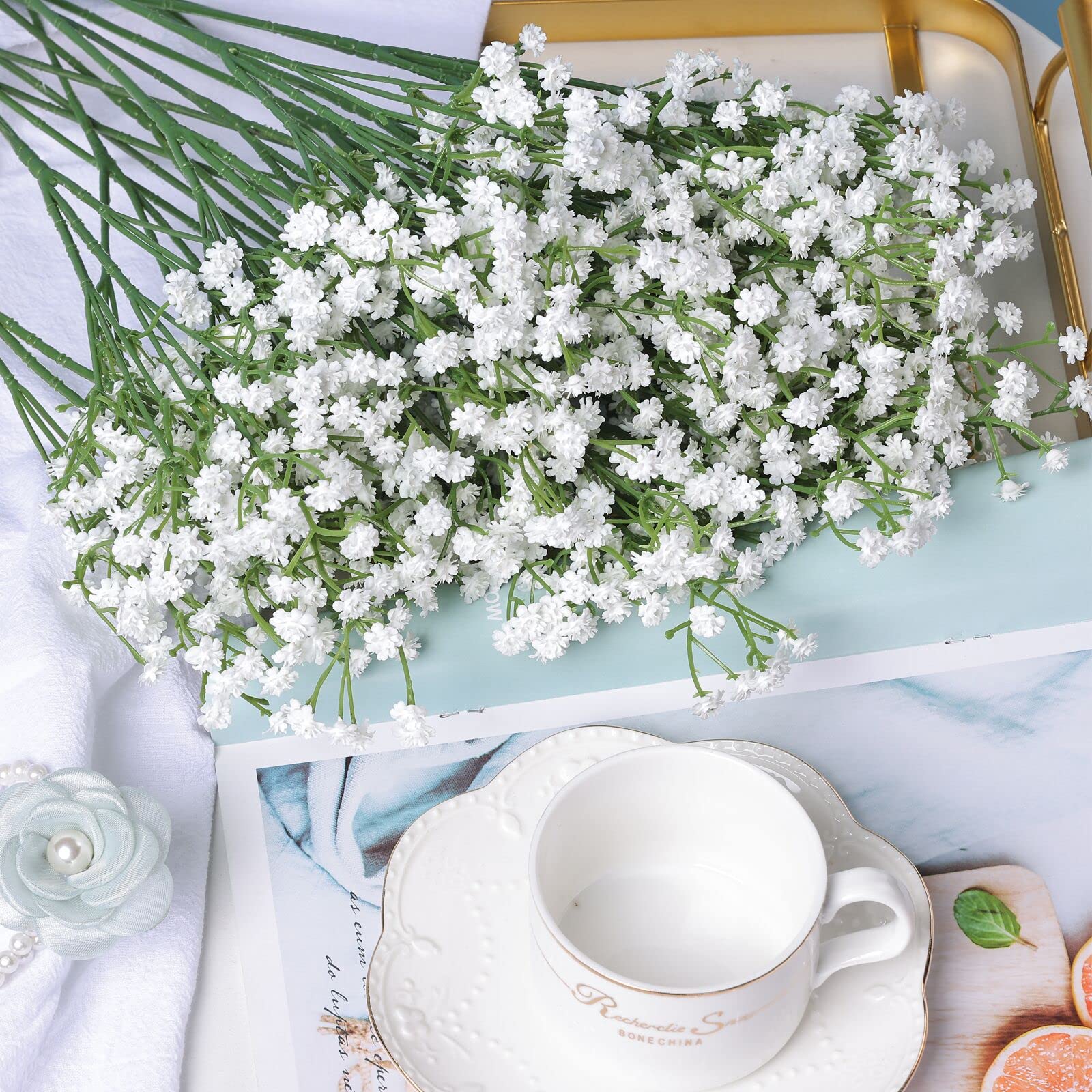 Sofeiyan Babys Breath Artificial Flowers,30 Pcs Gypsophila Real Touch Flowers for Wedding Party Home Garden Decoration