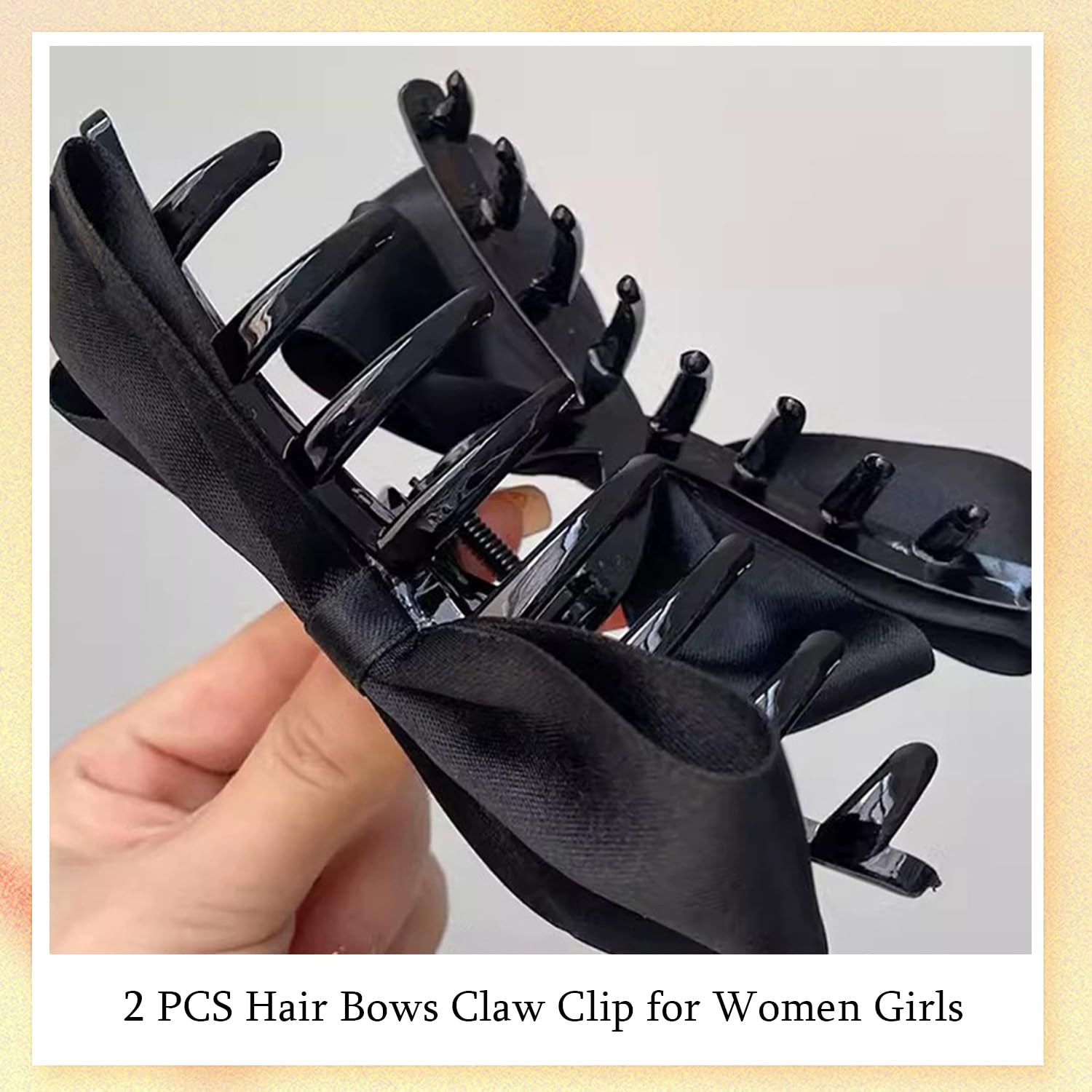 Sofeiyan Premium Hair Clips for Women: Bow-knot Claw Clips for Thick and Thin Hair, Big Non-slip Bow Clips in Black