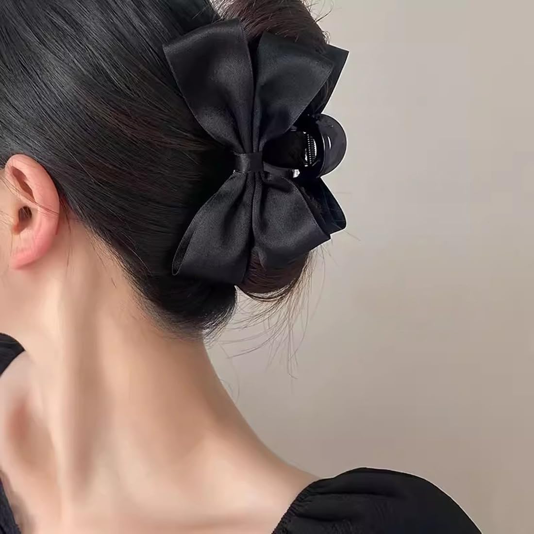 Sofeiyan Premium Hair Clips for Women: Bow-knot Claw Clips for Thick and Thin Hair, Big Non-slip Bow Clips in Black