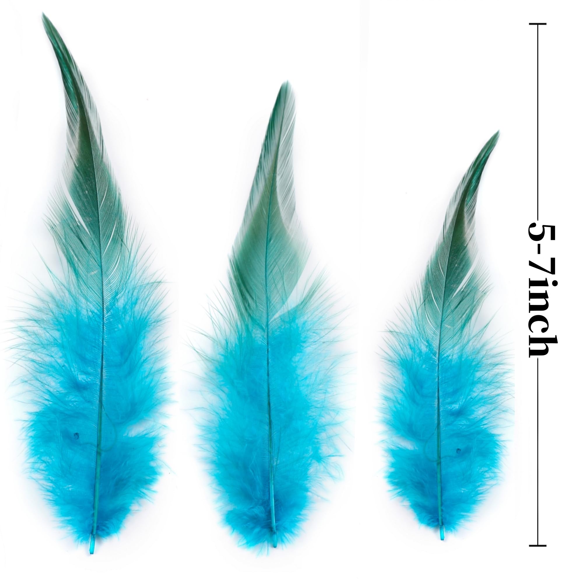 Sofeiyan Turquoise Craft Rooster Feathers -200pcs 5-7inch Rooster Feathers Bulk for DIY Crafts, Dream Catcher and Halloween Party Decoration (Turquoise)