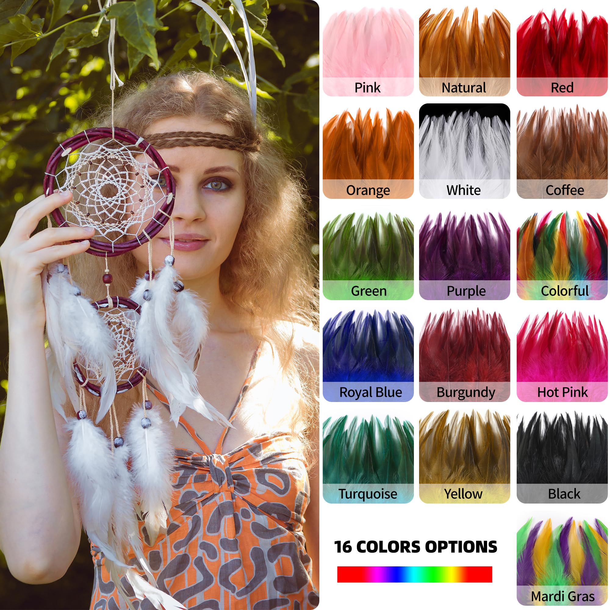 Sofeiyan Turquoise Craft Rooster Feathers -200pcs 5-7inch Rooster Feathers Bulk for DIY Crafts, Dream Catcher and Halloween Party Decoration (Turquoise)