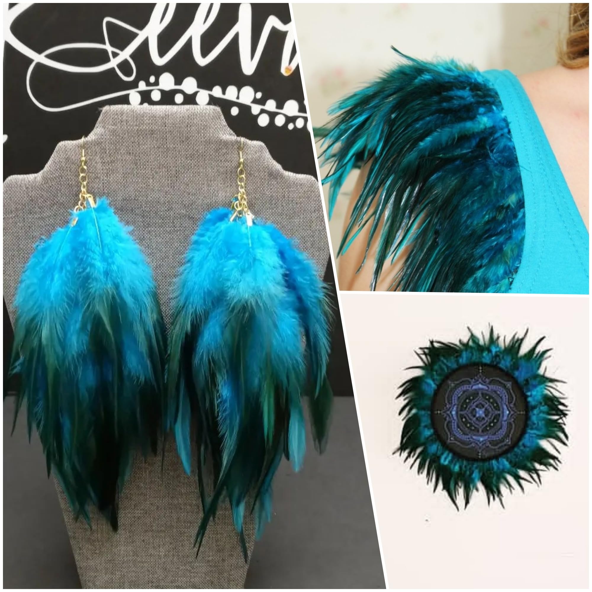 Sofeiyan Turquoise Craft Rooster Feathers -200pcs 5-7inch Rooster Feathers Bulk for DIY Crafts, Dream Catcher and Halloween Party Decoration (Turquoise)