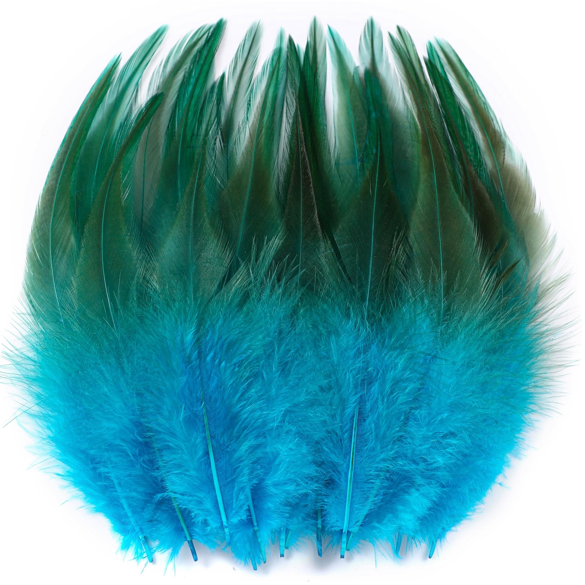 Sofeiyan Turquoise Craft Rooster Feathers -200pcs 5-7inch Rooster Feathers Bulk for DIY Crafts, Dream Catcher and Halloween Party Decoration (Turquoise)
