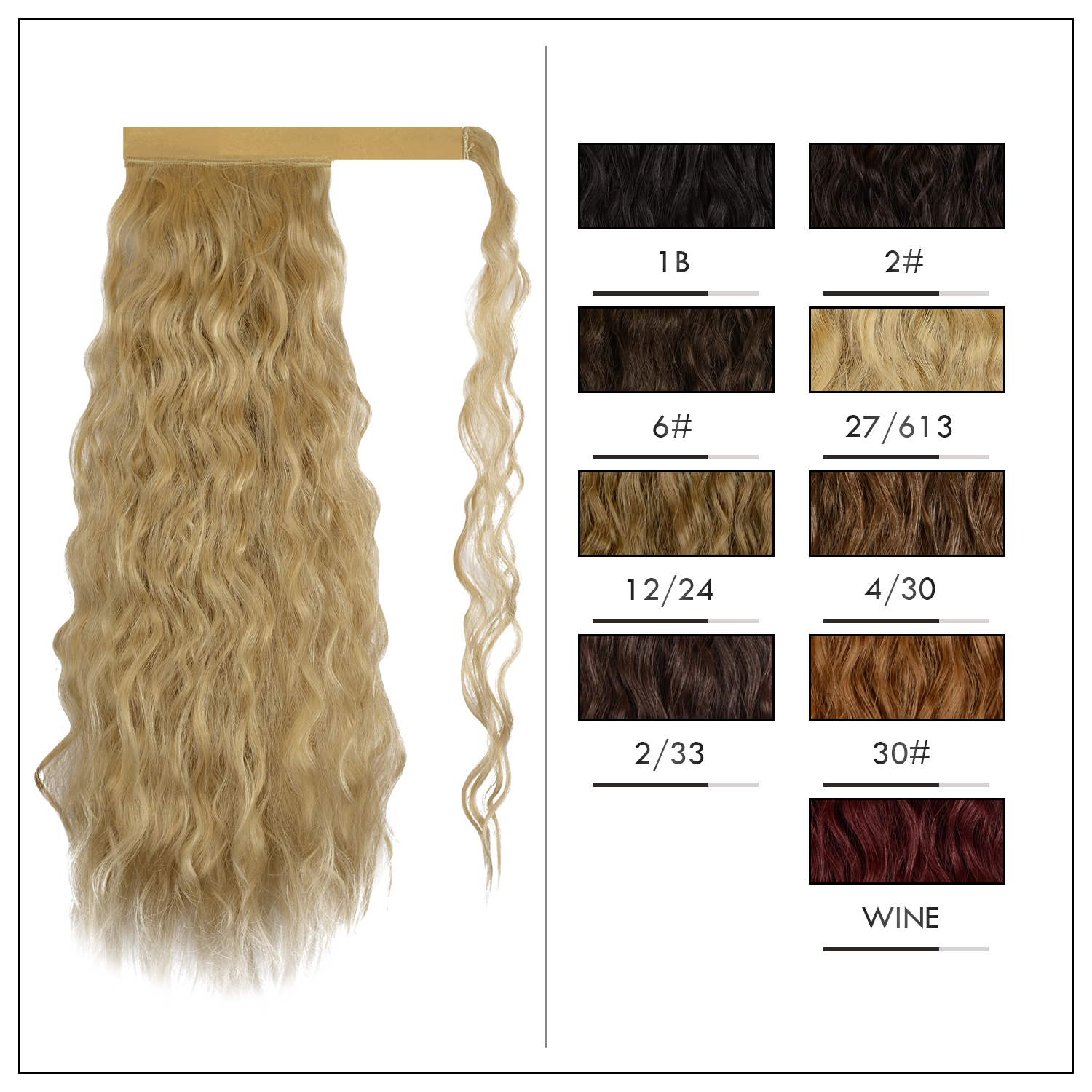 Sofeiyan Ponytail Extension 20 Inch Long Curly Wave Wrap Around Synthetic Clip in Hair Extension for White Black Women Party Daily Use, Strawberry Blonde & Bleach Blonde