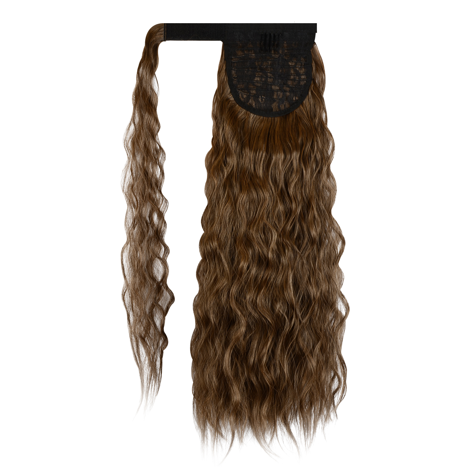 Sofeiyan Ponytail Extension 20 Inch Long Curly Wave Wrap Around Synthetic Clip in Hair Extension for White Black Women Party Daily Use, Medium Brown & Light Auburn Mixed
