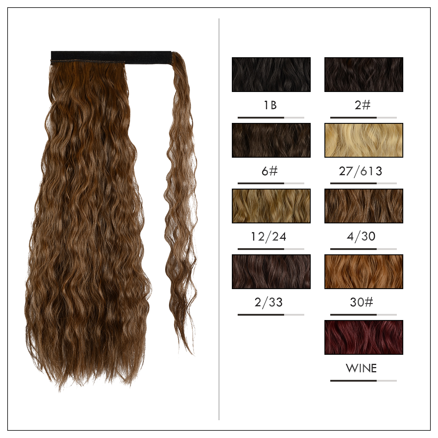 Sofeiyan Ponytail Extension 20 Inch Long Curly Wave Wrap Around Synthetic Clip in Hair Extension for White Black Women Party Daily Use, Medium Brown & Light Auburn Mixed