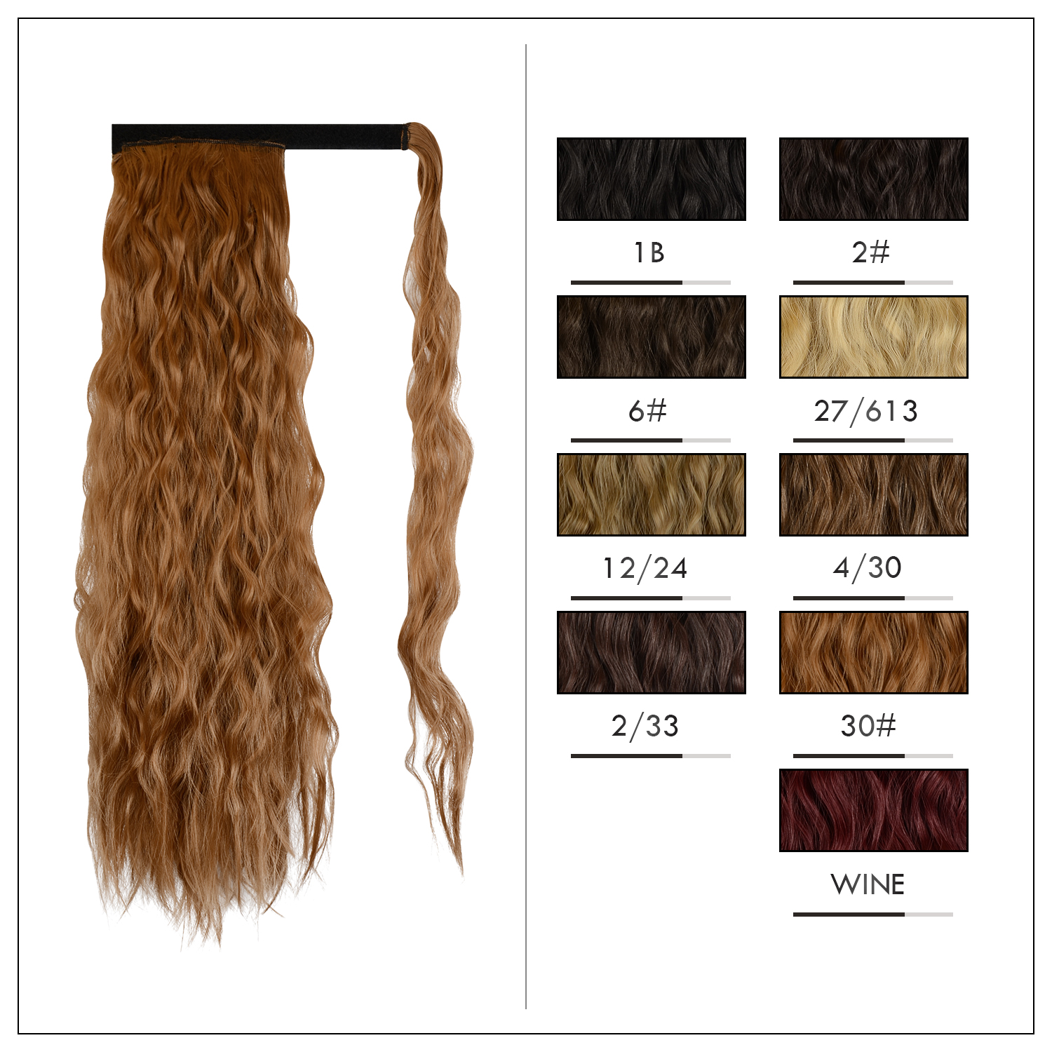 Sofeiyan Ponytail Extension 20 Inch Long Curly Wave Wrap Around Synthetic Clip in Hair Extension for White Black Women Party Daily Use, Light Auburn