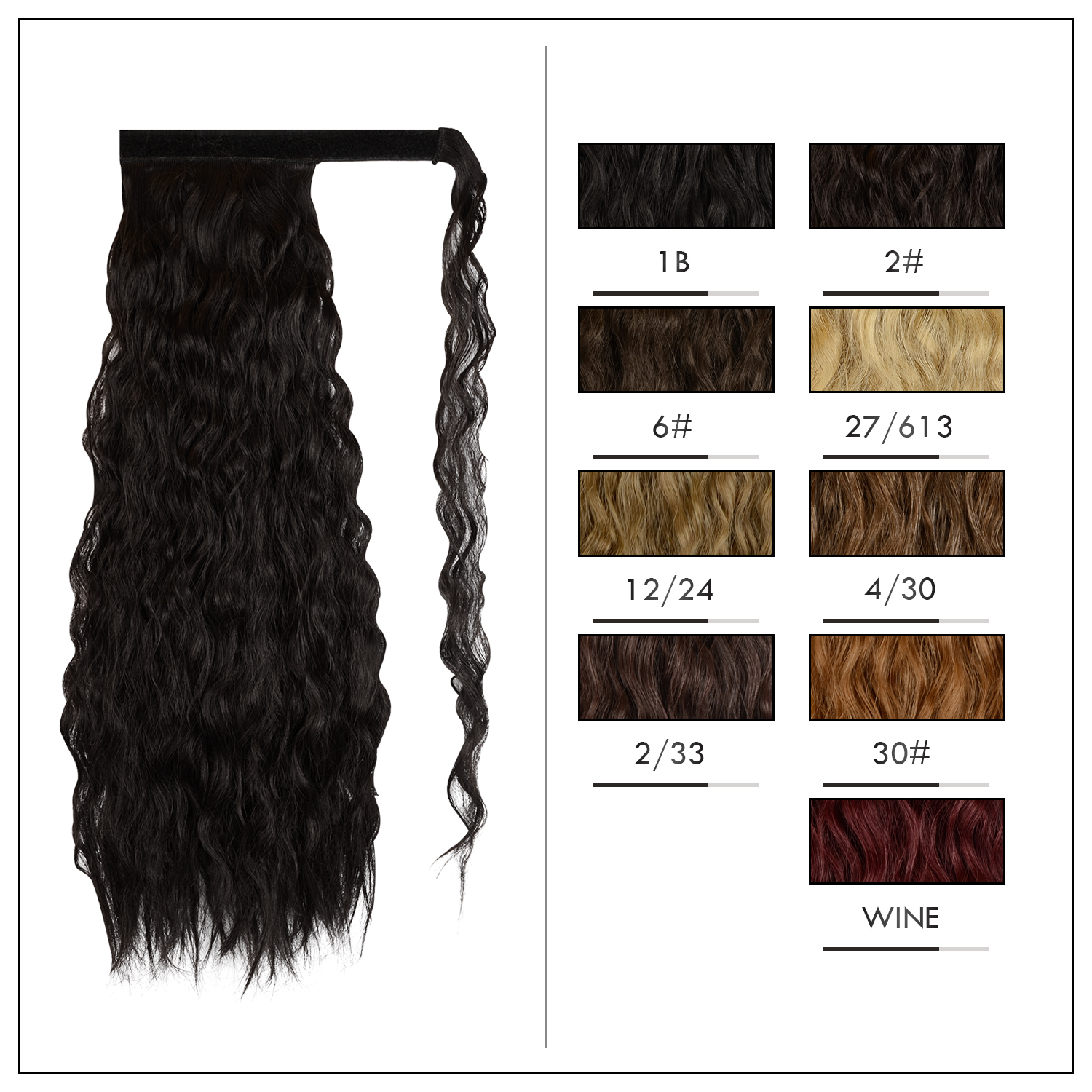Sofeiyan Ponytail Extension 20 Inch Long Curly Wave Black Wrap Around Synthetic Clip in Hair Extension for White Black Women Party Daily Use, Natural Black