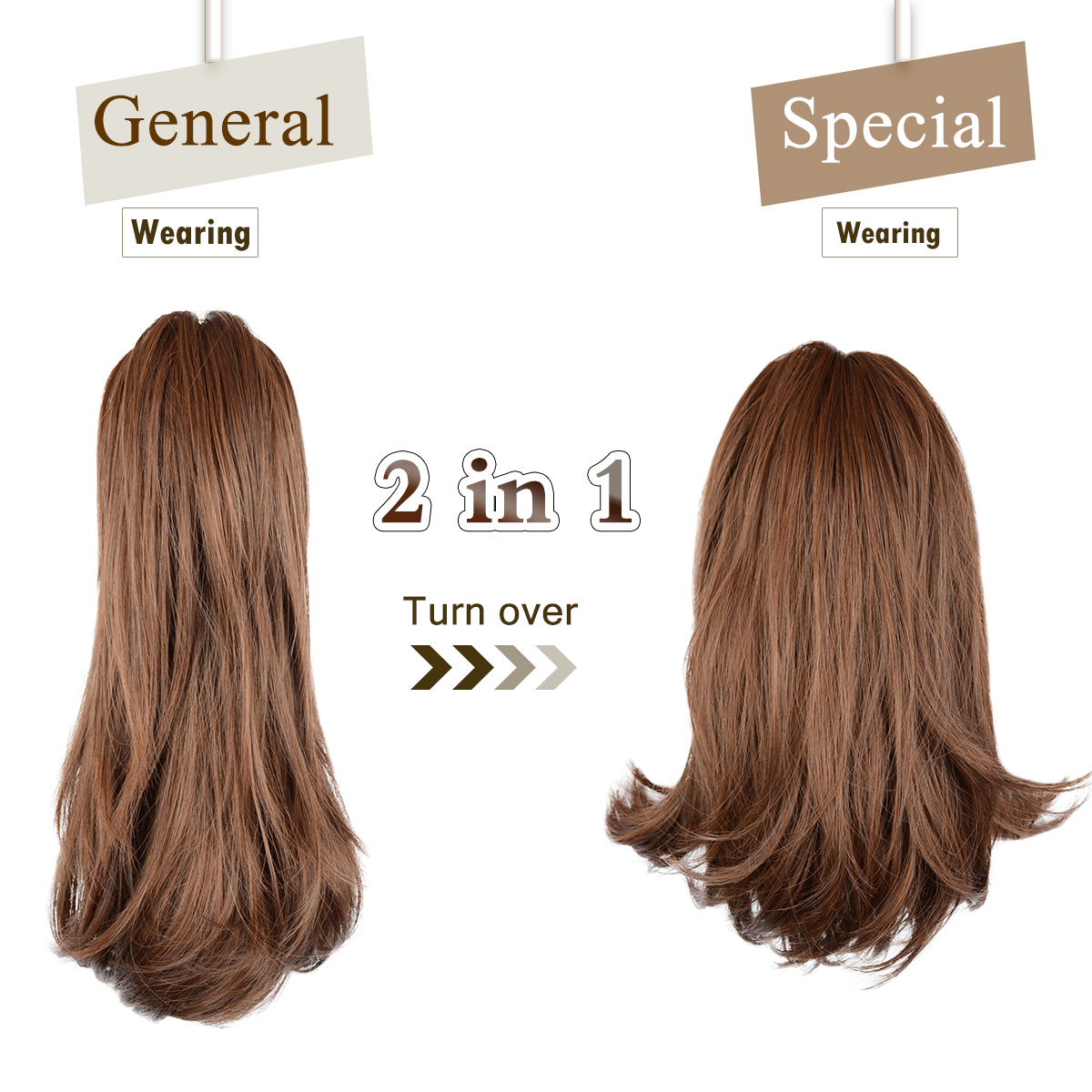 Sofeiyan 14 inch Curly Synthetic Hair Piece Ponytail Extension Drawstring on a Claw Clip Attachment for Women Golden Brown & Light Blonde
