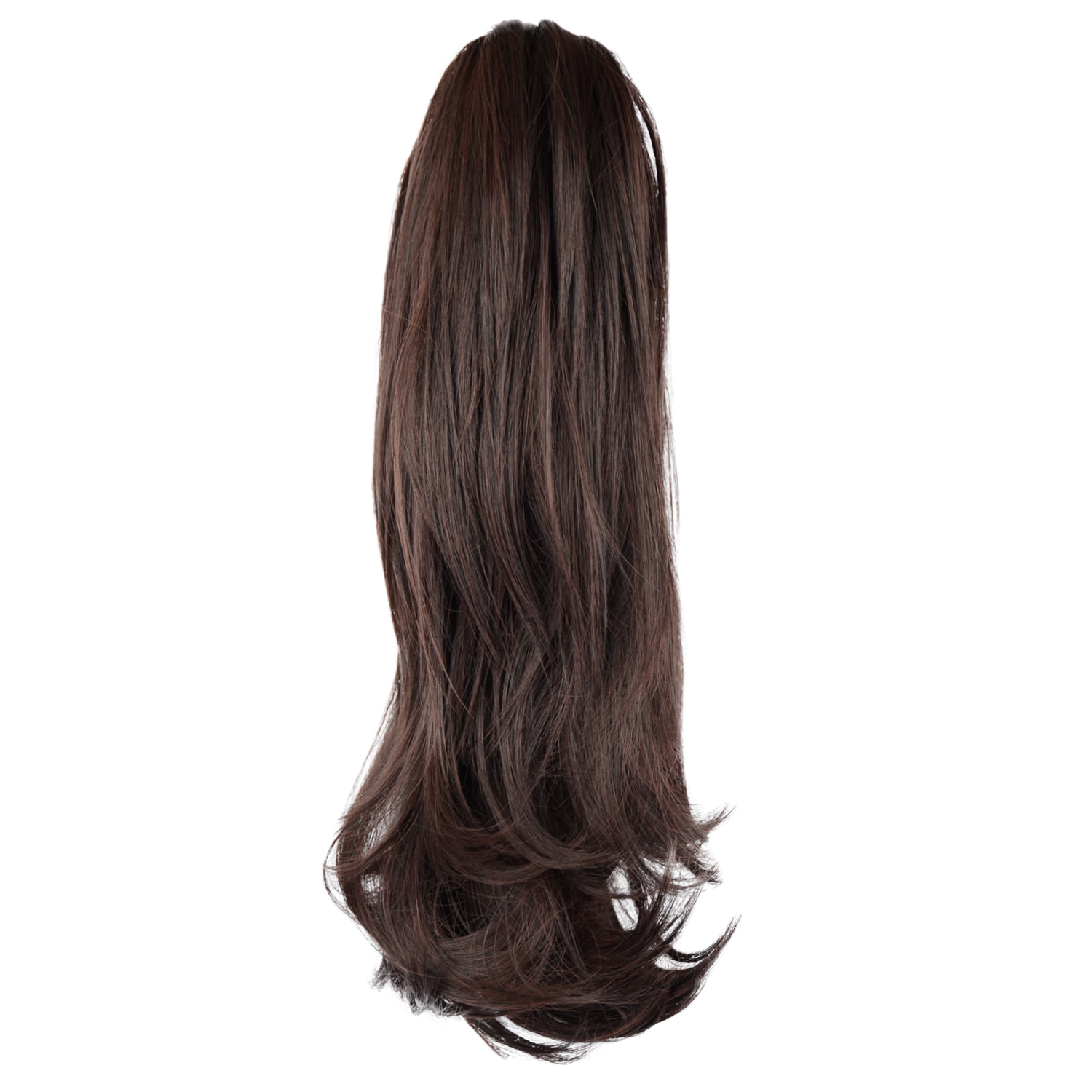 Sofeiyan 14 inch Curly Synthetic Hair Piece Ponytail Extension Drawstring on a Claw Clip Attachment Natural Looking for Women Darkest Brown & Dark Auburn Mixed